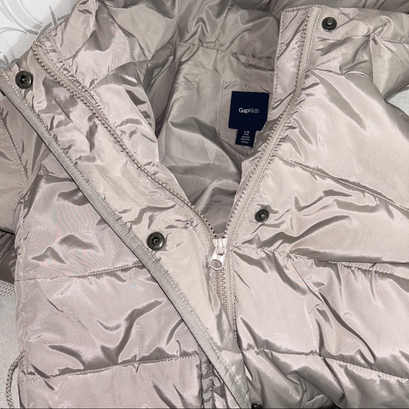 Gap Kids Muted Shiny Stone Grey Waterproof Parka Winter Jacket - Picture 5 of 12